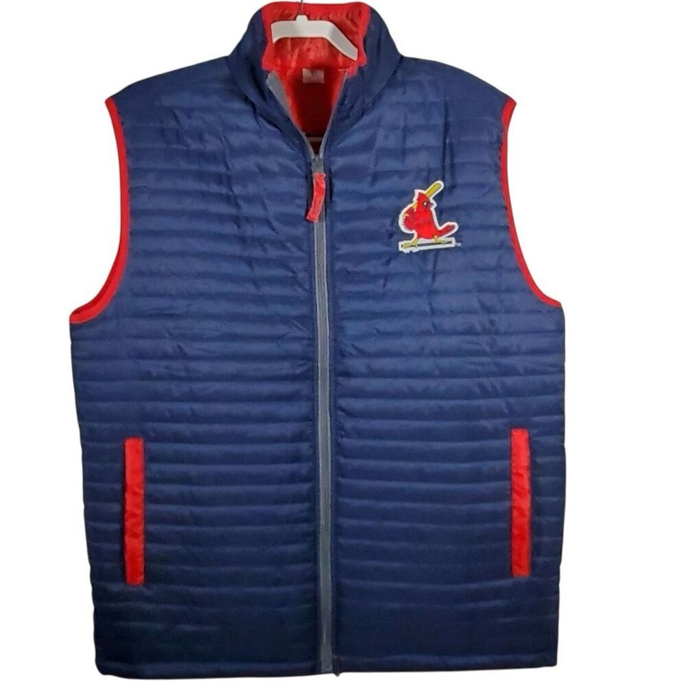 St. Louis‎ Cardinals Baseball Blue Red Details Quilted Mens Vest